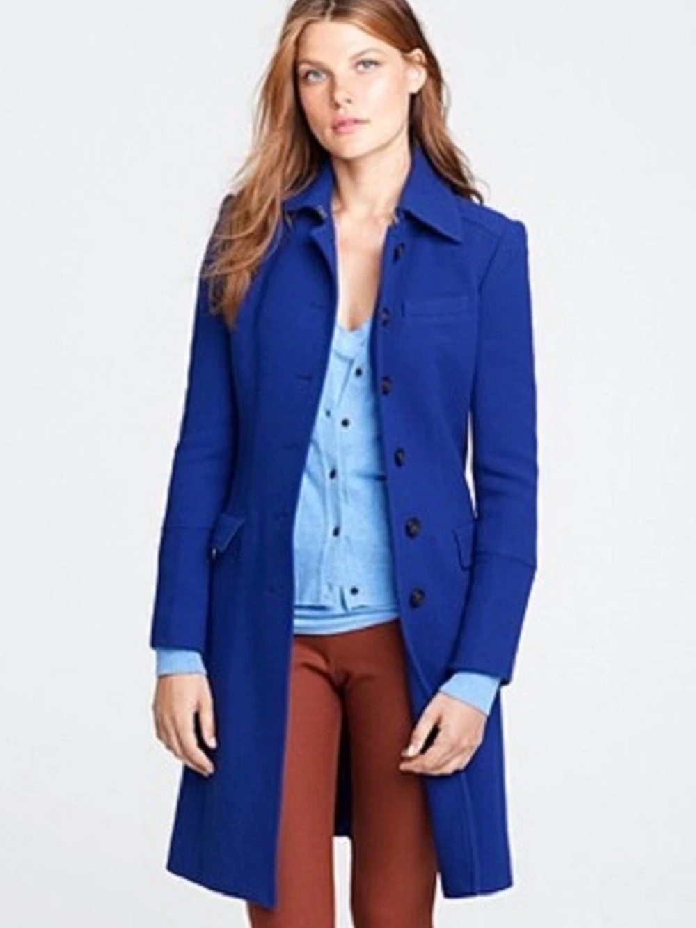 J.CREW Double Cloth Metro Lady Day Coat – Wool THINSULATE – Blue Heather - Picture 2 of 7